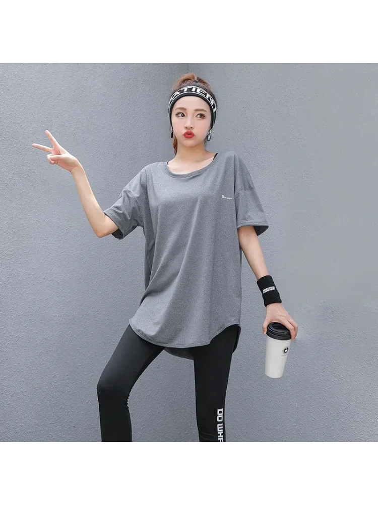 2024 Summer Motion Women New Loose Motion Letter Printing Fashion Duży rozmiar Okrągły dekolt Krótki rękaw Wygodne topy na wszystkie mecze — zdjęcie 2