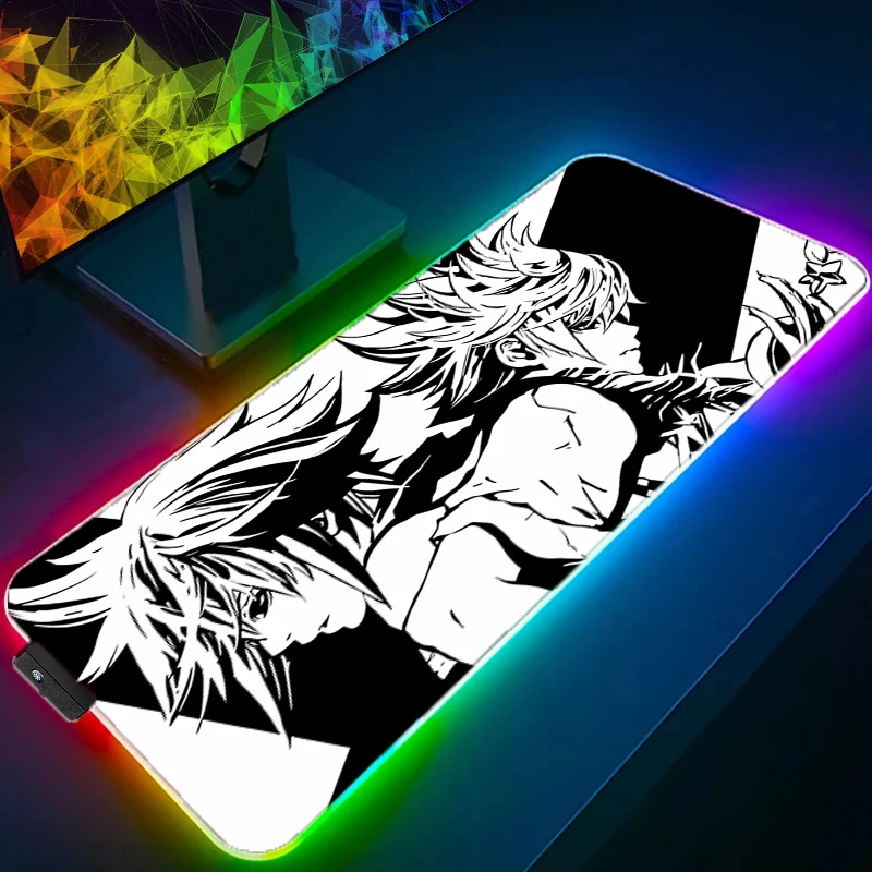 

RGB LED Anime Mousepad Gamer Gaming Mouse Pad K-kingdom H-hearts Desk Mat Playmat Computer and Office Cabinet Keyboard Pad