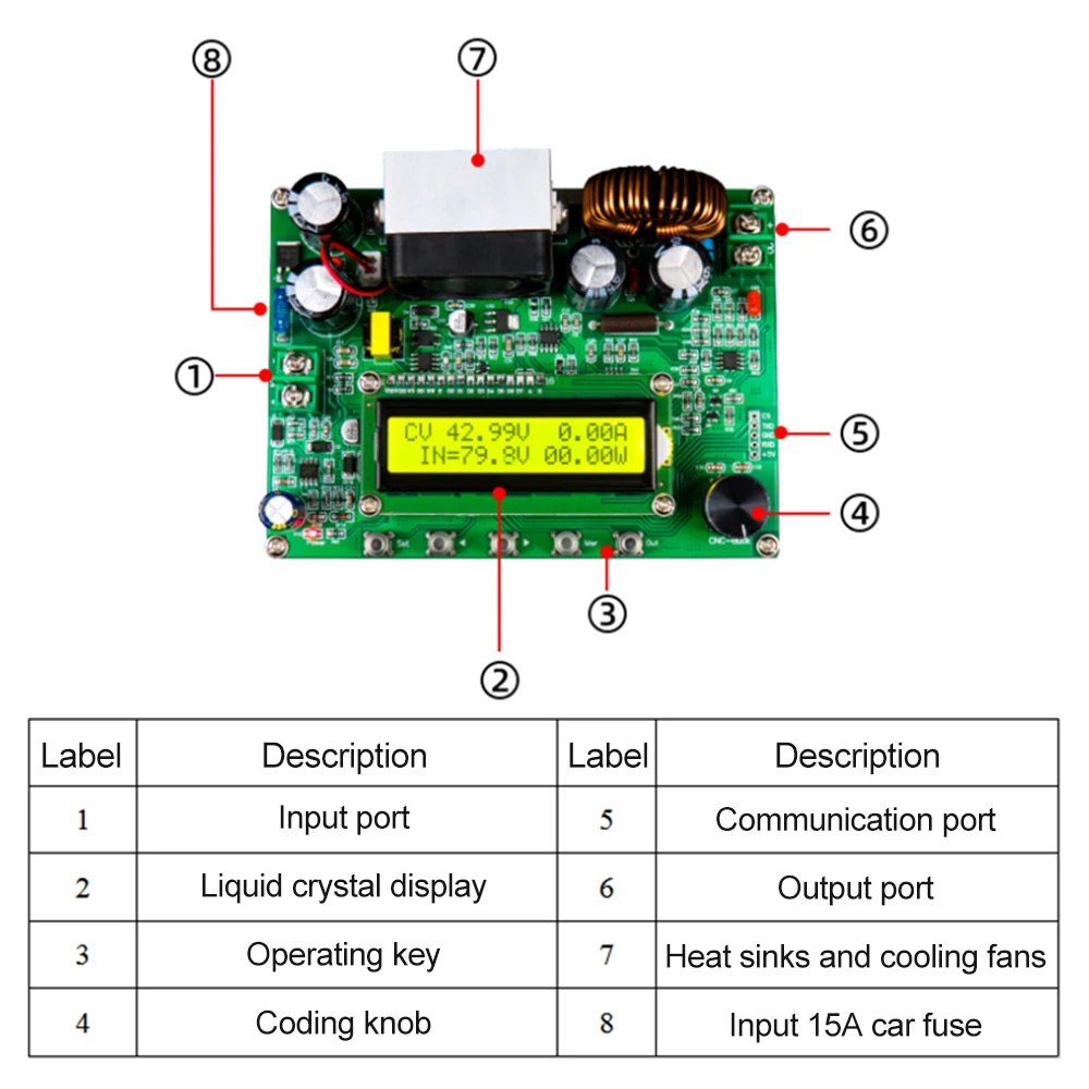 DPQ6012 DPQ9010 DC-DC CNC CV CC Step-down Module 60V 90V 0-12A Adjustable Power Supply Buck Converter LCD1602 Digital Display
