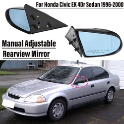 For Honda Civic EK 4Dr Sedan 1996-2000 Manual Adjustable Side View Mirror Carbon Fiber Look Spoon Style Rearview Mirror