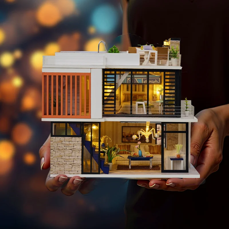 جديد 2025 الحديثة الأوروبية لتقوم بها بنفسك بيوت الدمية فلورنسا فيلا أطقم منمذجة التعليمية الإبداعية اليد الجمعية لعبة الحرفية ديكور المنزل #2