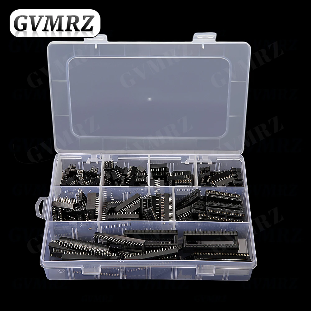 

150 шт./лот с коробкой, адаптером для гнезда DIP IC, комплект гнезда типа припоя 6, 8, 14, 16, 18, 24, 28, 40-контактный разъем DIP-6 DIP-8 DIP-14 IC