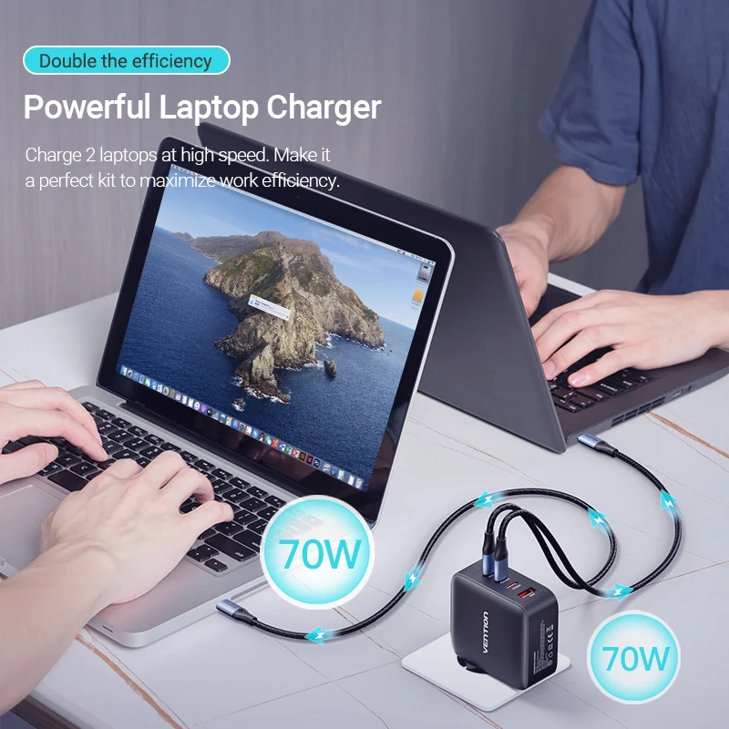 Vention 140W GaN Charger Type C USB3.1 PD Fast Charging for Laptop MacBook Pro Quick Travel Charger for Smart Phone PC Accessory