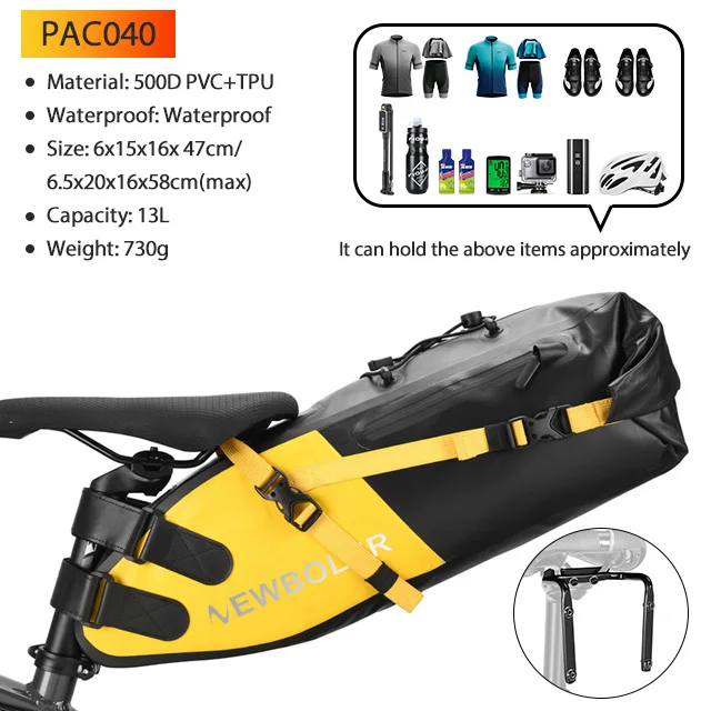 NEWBOLER Fietszadeltas Stabilisator Set Waterdicht 13L Grote Capaciteit Stabieler Voor MTB Racefiets Kan Fit Bidonhouder