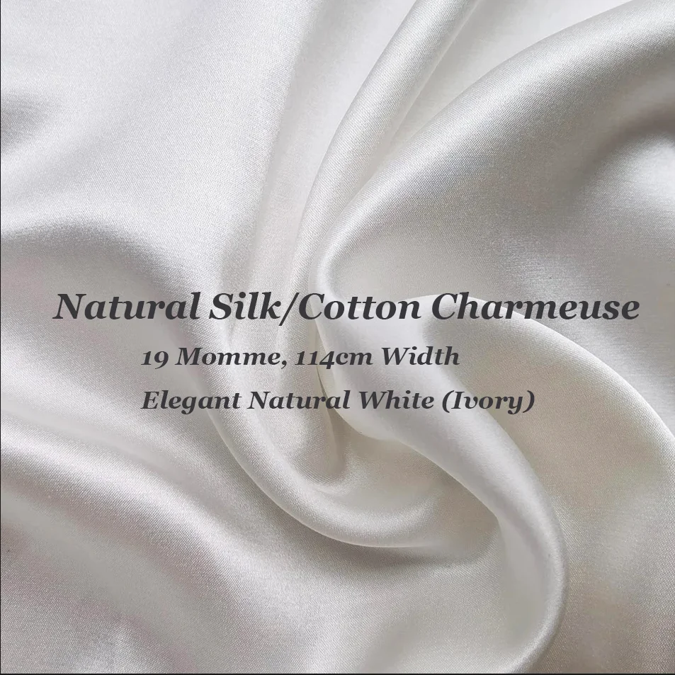 Quality 19 momme 45\'\' Wide By Meters Natural White Silk Satin Material Silk Cotton Charmeuse Fabric Wedding