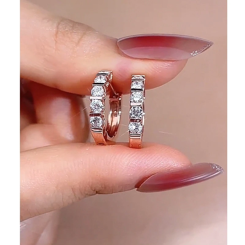 

925 Sterling Silver Diamond Ear Huggie 18K Rose Gold Plated Small Hoop Zircon CZ Earring 14K Gold Filled Ear Circle Ring Buckle