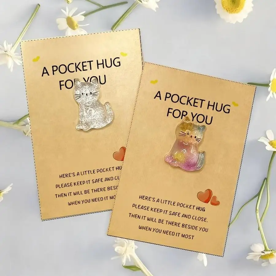 1/5/10/20/50/100pcs Exquisite Shiny Lucky Cat Greeting Card with Resin Kitten Charm, Ideal for Birthdays, Thanksgiving, Christma