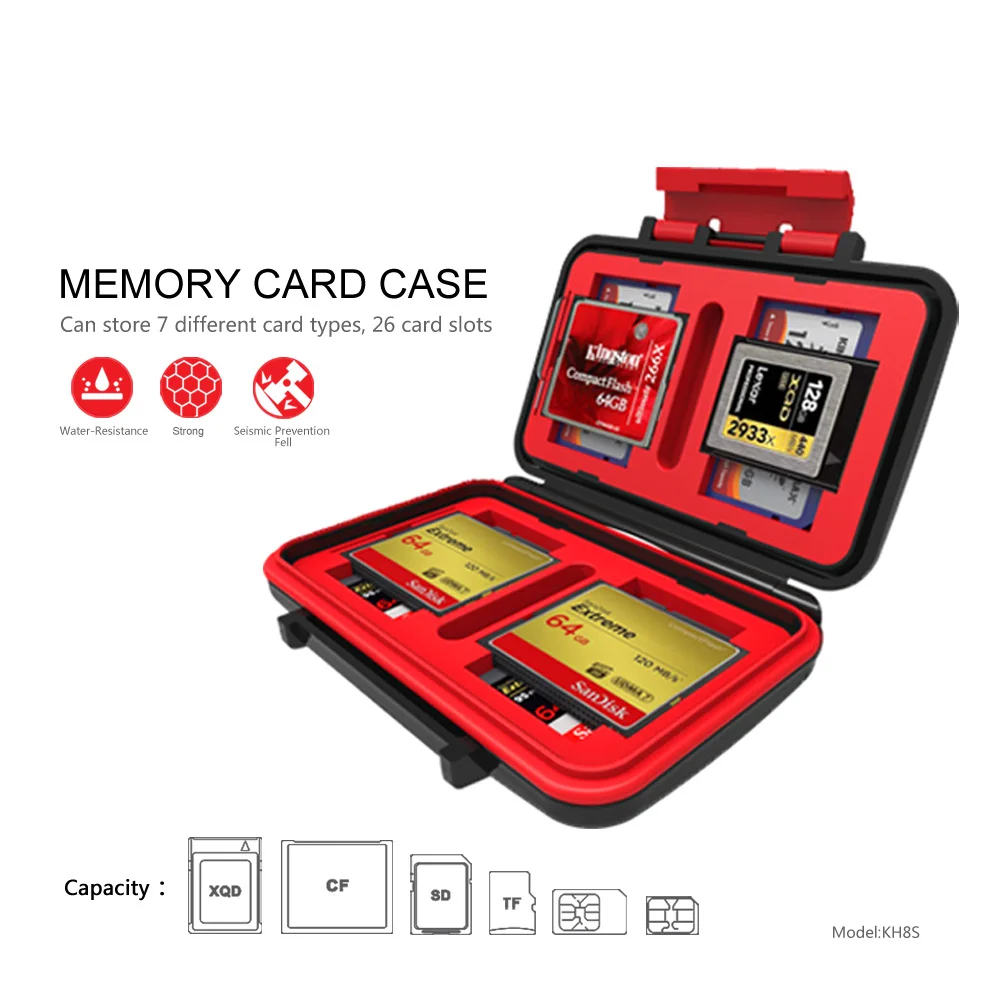 KH-8S Memory Card SD CF XQD TF SIM Multifunctional Card Case Memory Card Storage Case