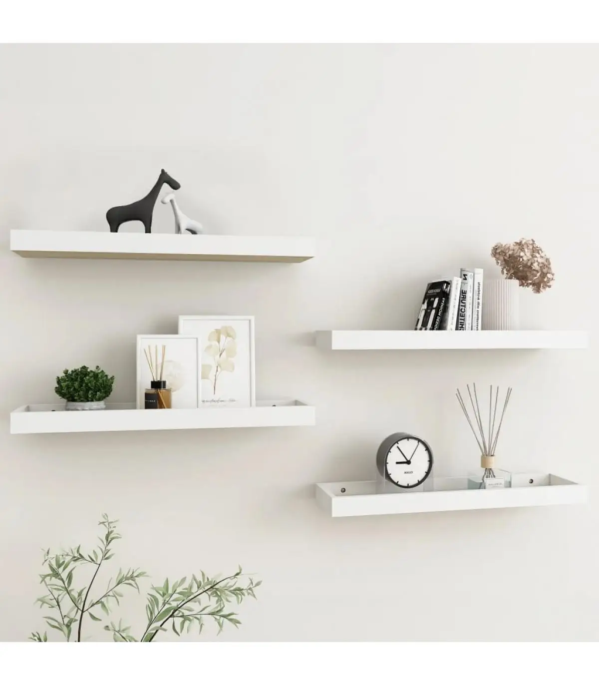 Shelves and shelves wall shelves Loggia 4 Pics oak and white MDF 60x15x4 cm