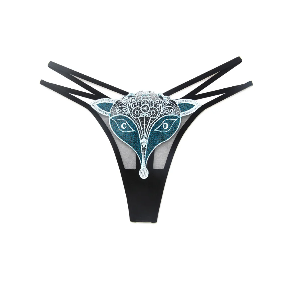 

Women Sexy Embroidery Thongs Transparent Hollow Panties Girls Underwear Bikini Cute Animal G-Strings Fashion Tangas Panti 2319