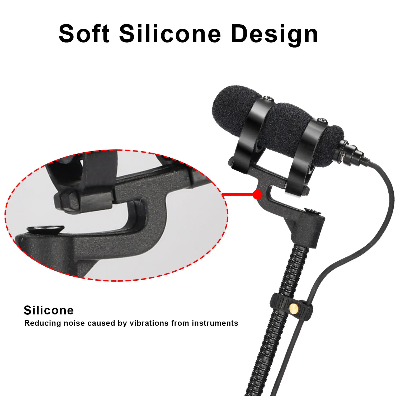 LOMEHO Stage Sax Microphone with Multi-Clip Condenser 3.5mm Plug Connector Wired Hypercardioid Music Instrument Mic IM-22-L3