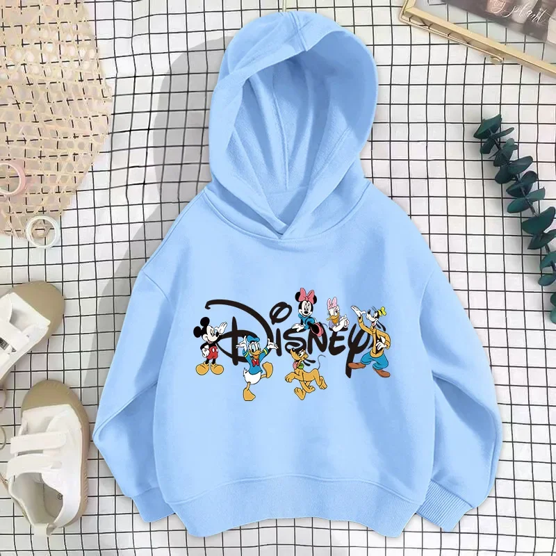 Girls Cartoon Hoodie Clothing Fall Boy Girl Baby Toddler Minnie Mickey Mouse Cute T-shirt Kids Long Sleeve Pure Cotton T-shirt