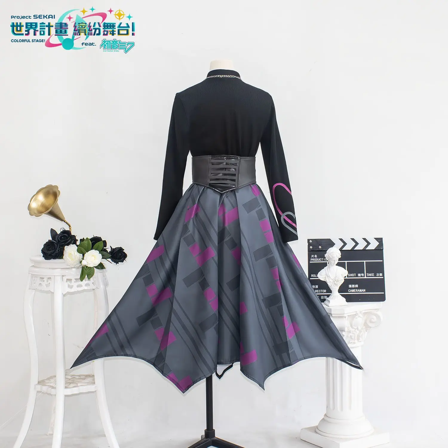 Disfraz de Cosplay del proyecto Sekai Stage Mafuyu Asahina para mujer, Top de manga larga, falda asimétrica, vestido de Anime para fiesta de Halloween