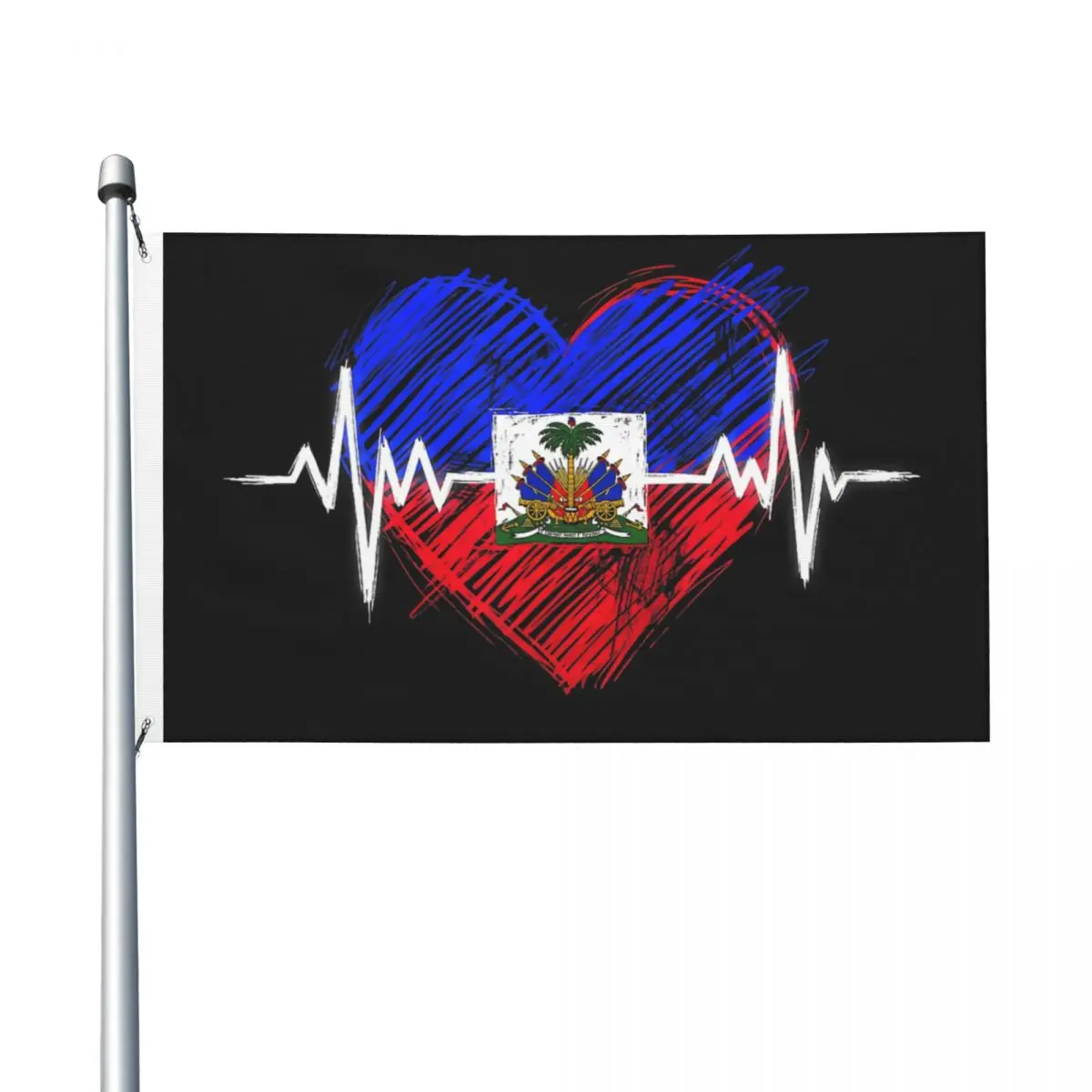 Haiti Independence Haitian Flag Day Heartbeat Flag 90X150cm Custom Flags Banner Hanging For Indoor Outdoor Decor