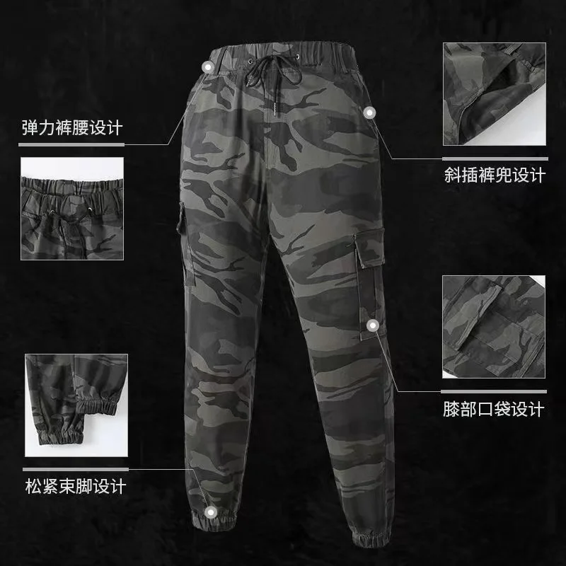 Autumn And Winter Men\'s Stretch Camouflage Set Construction Site Work Overalls Long Sleeve Outdoor Sports Travel Camping Jacket