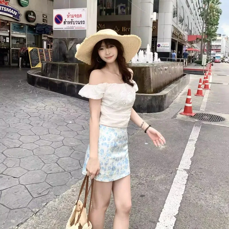 2026 New Spring Summer Women's Floral High Waist Mini Skirt, Slim Fit A-Line Bodycon Skirt for Petite