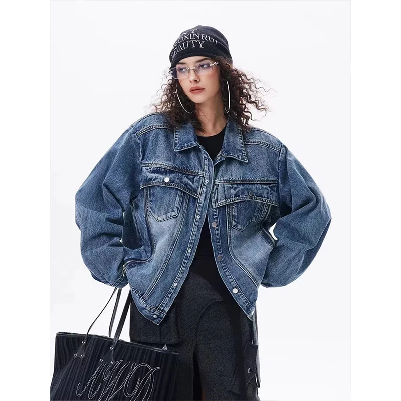 Washed Washed Denim Jacket Youth Fashion Urban Style Zipper Side Dual Pockets Anti-Wrinkle Warm Wear Resistant Long Sleeve Coat - Aliexpress Deal