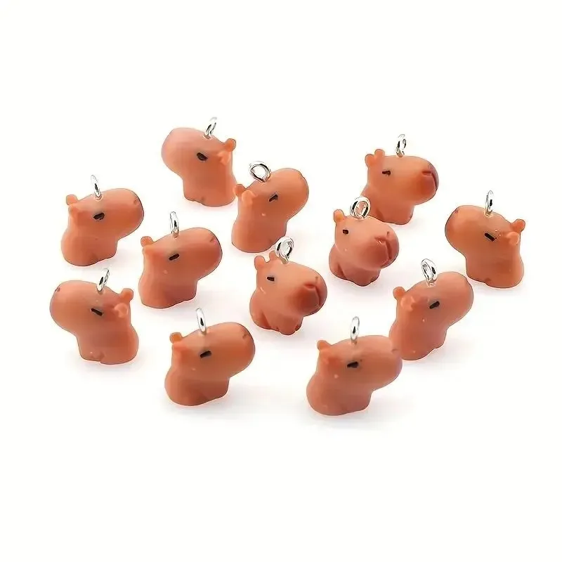 10Pcs Cute Capybara Resin Beads Lovely Animal Spacers For DIY Necklaces Bracelets Craft Jewelry Decor