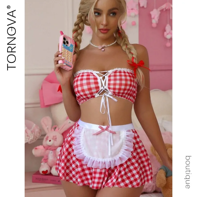 Tornova المثيرة خادمة زي مثير لعبة دور اللعب لطيف موحدة المرأة رغبة نقية تشكيل الجسم ملابس داخلية مغرية سبليت عدة #1