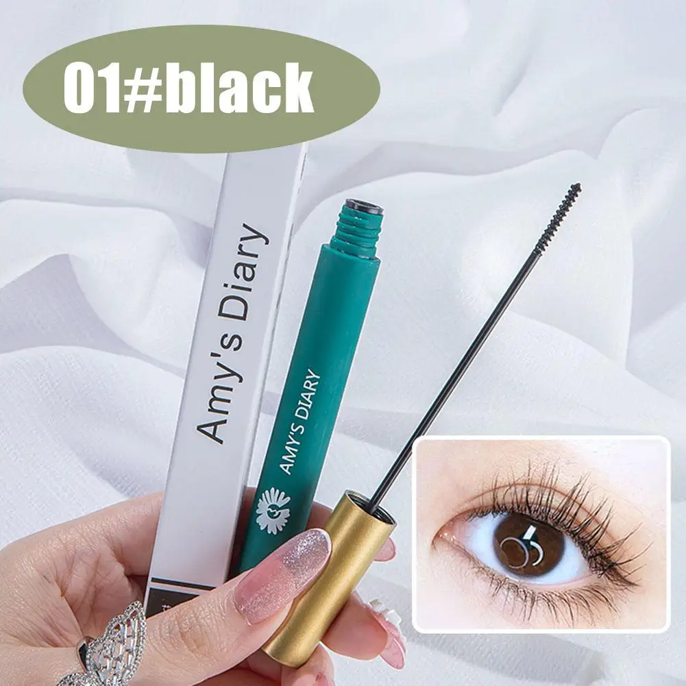 Koreaanse Cosmetica Zwarte Mascara Verlengt Wimpers Mascara Enting Borstel Ultra-Fijne Cosmetische Mascara Sneldrogende Make-Up