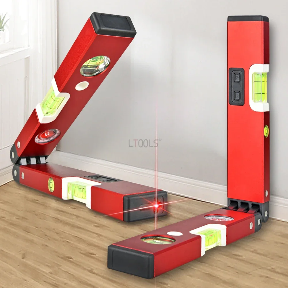 Multifunctional Aluminum Alloy Folded Laser Level Line Horizontal Vertical Angular Quick Accurate Leveling Strong Magnetism 50cm