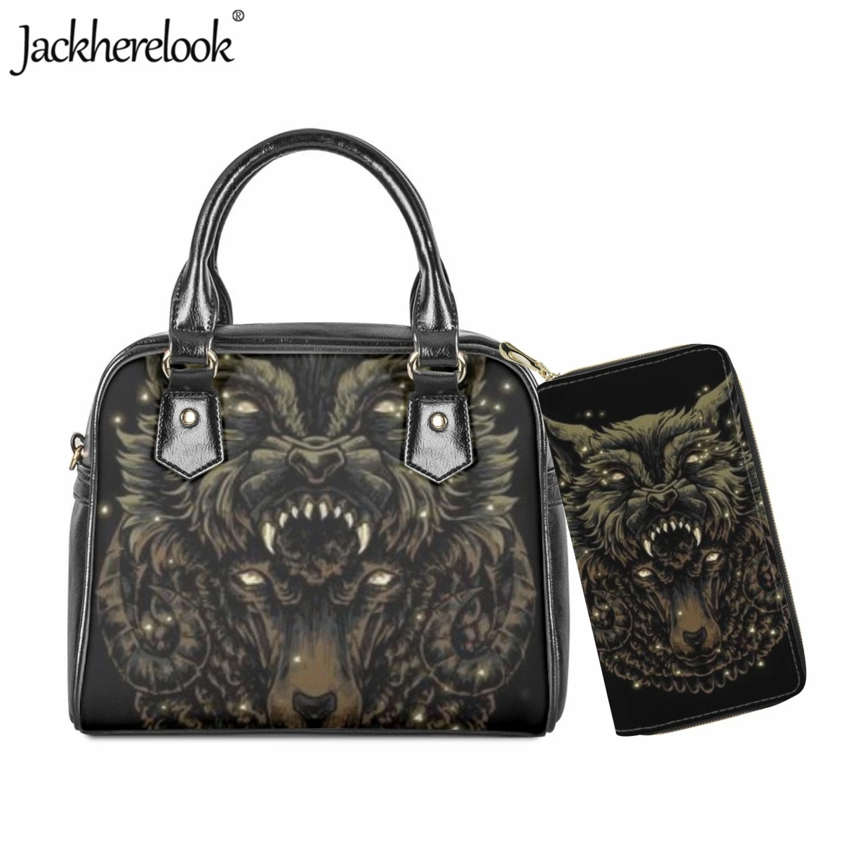 

Jackherelook Fashion Ladies Shoulder Bag Long Leather Wallet 2pcs Animal Wolf Art Design 3D Print Messenger Bag Shopping Handbag