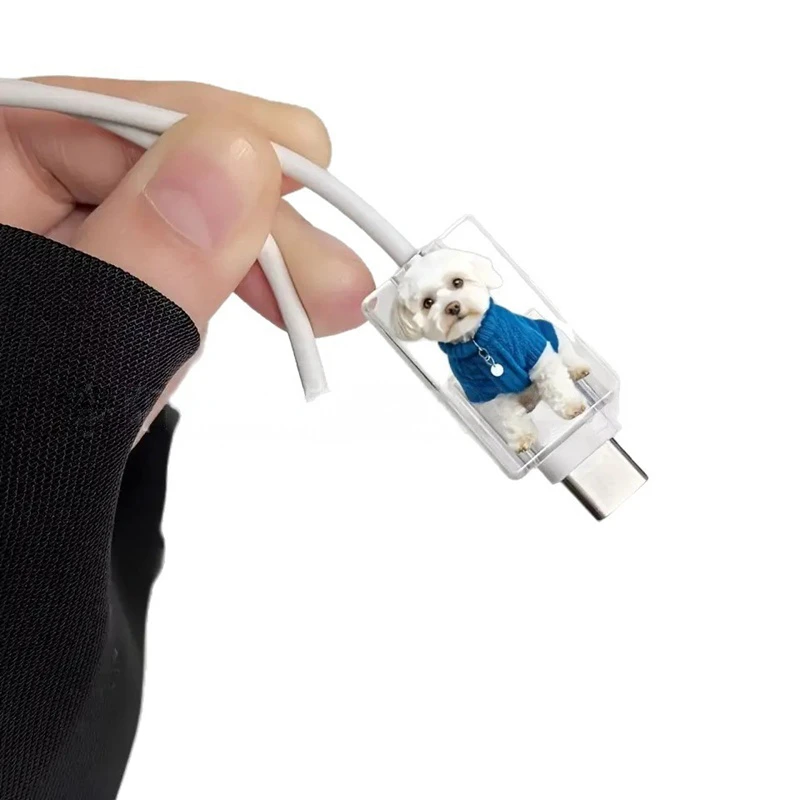 Two Cartoon Cat-Shaped Data Cable Protectors, Suitable for Type-C/Charging Interface to Prevent Charging Cable Breakage.
