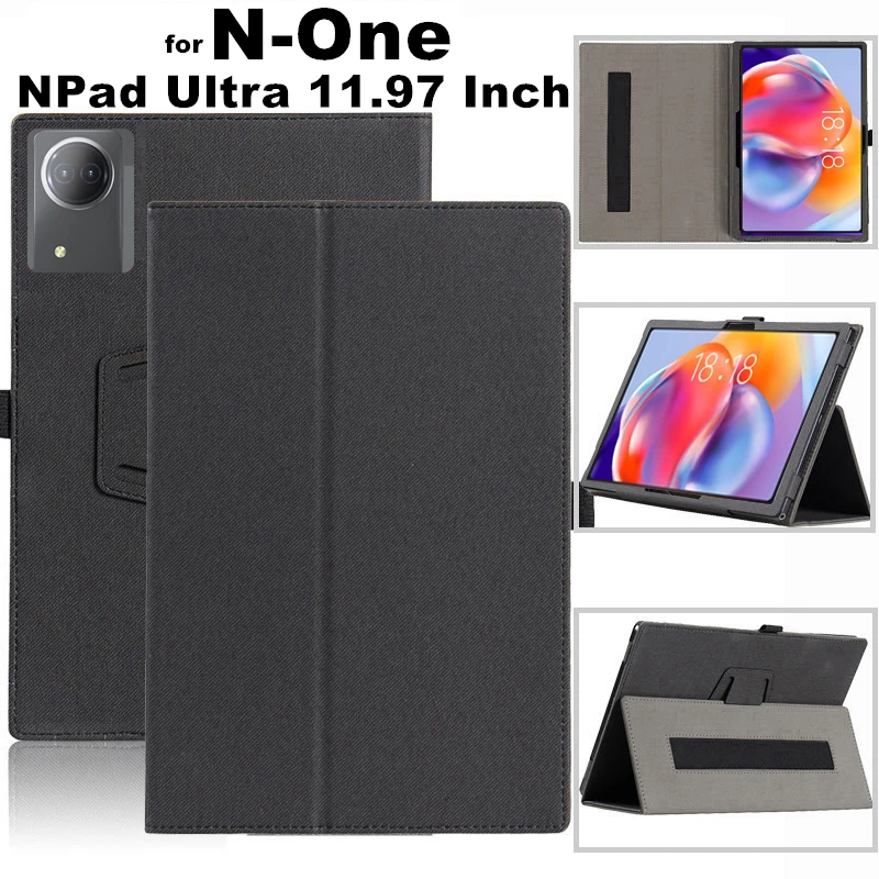 PU Leather Flip Book Funda for N-one NPad Ultra 11.97 Inch Case Tablet PC Cover with Hand Strap for N Pad Ultra 11.97