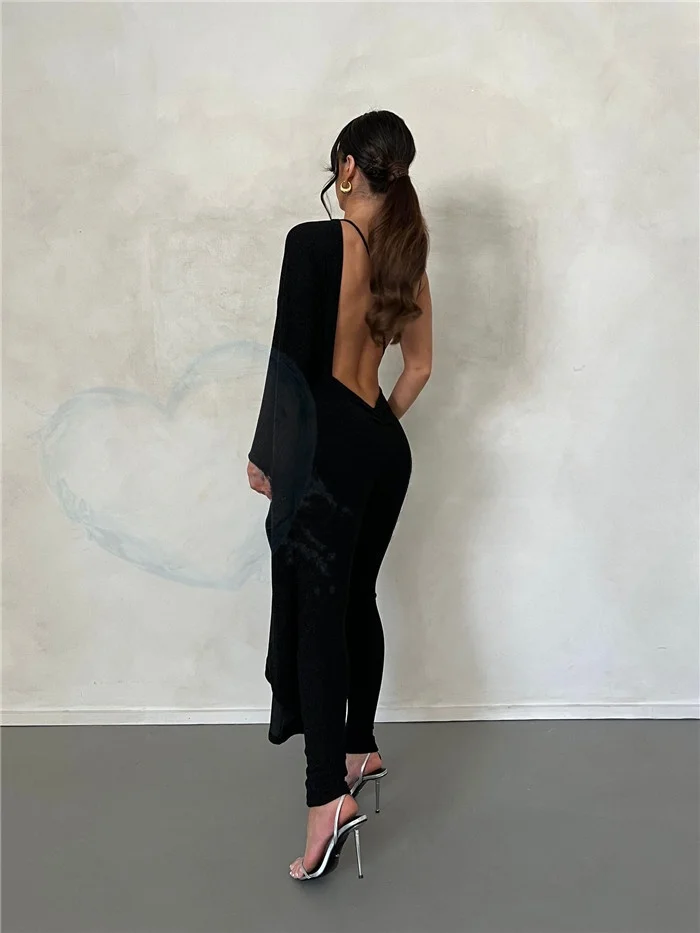 

Australian Holiday Sexy Single oulder Irregular Sve Monokini Bridesmaid Pantsuit High Waist Long Pants