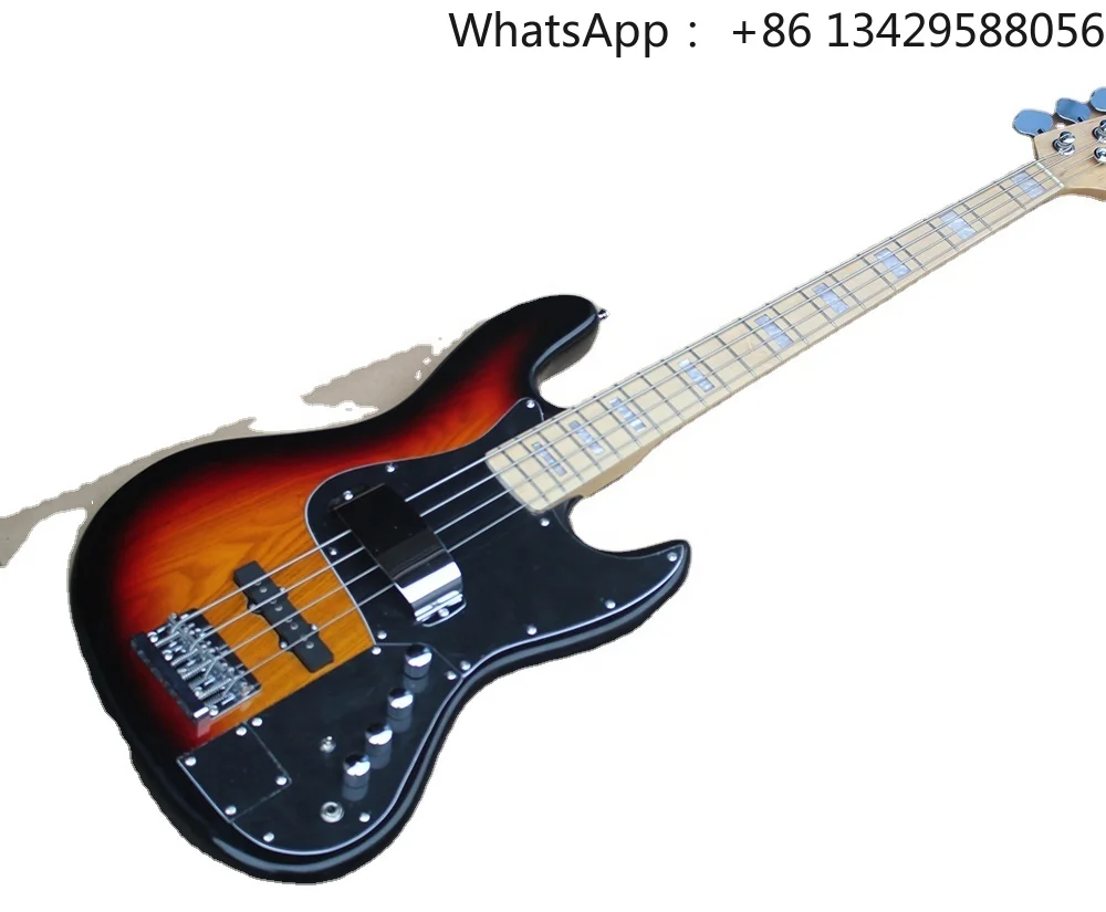 Flyoung Musical Instrument 4 Strings Electric Bass Guitar Ash Bass Active Bass