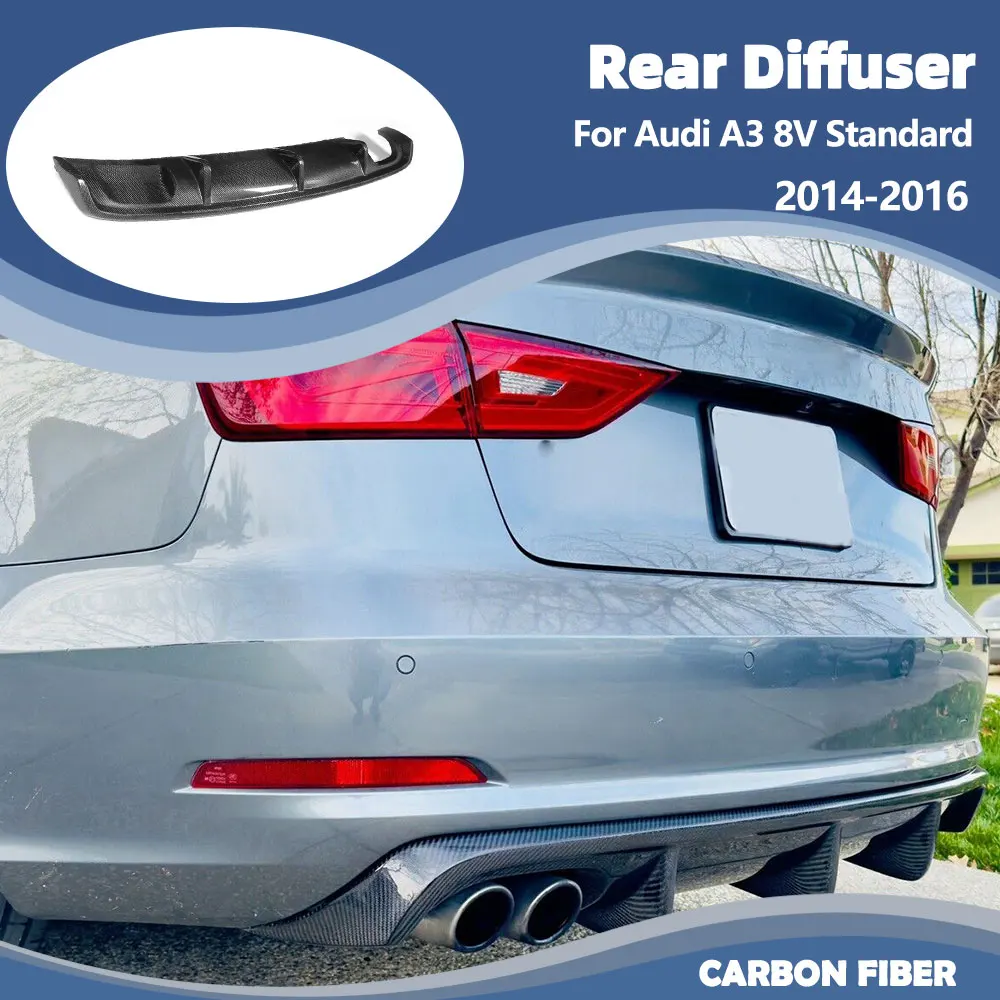 Carbon Fiber Rear Bumper Lip Diffuser Spoiler Guard for Audi A3 8V Standard Sedan 4 Door 2014-2016 Non Sline Rear Diffuser FRP