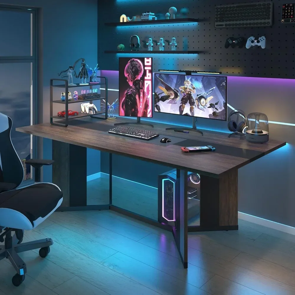 71In Large Rectangular Dining Table for 4 5 6 7 8 People w/35 Marble-Color Wood Watrproof Brown