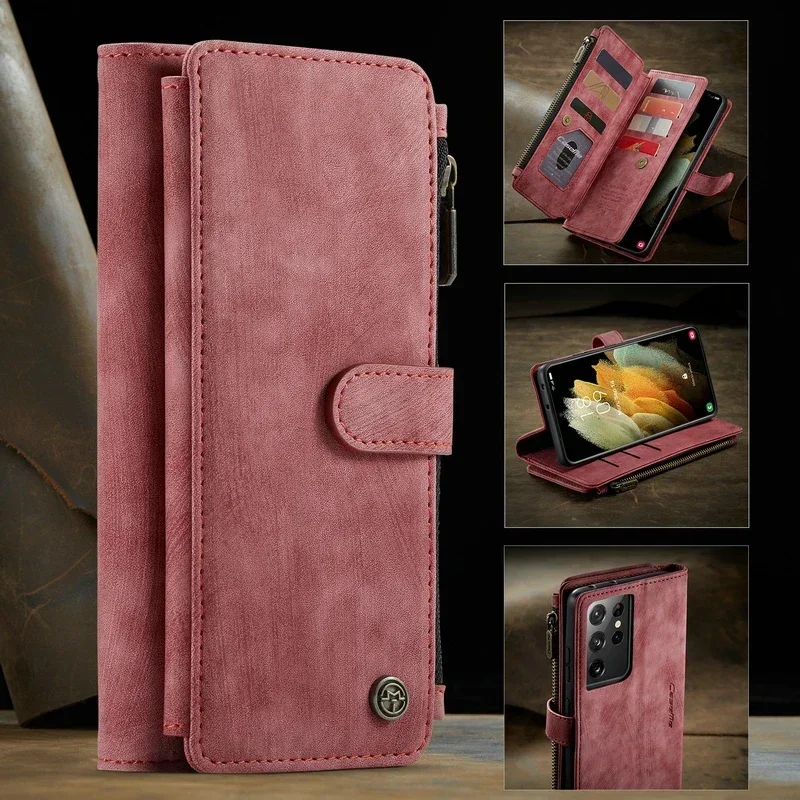 

Чехол-книжка на молнии для Samsung Galaxy S24 Ultra S23 FE S22 S21 FE S20 Ultra S20 Plus S20 S10 S9 S8