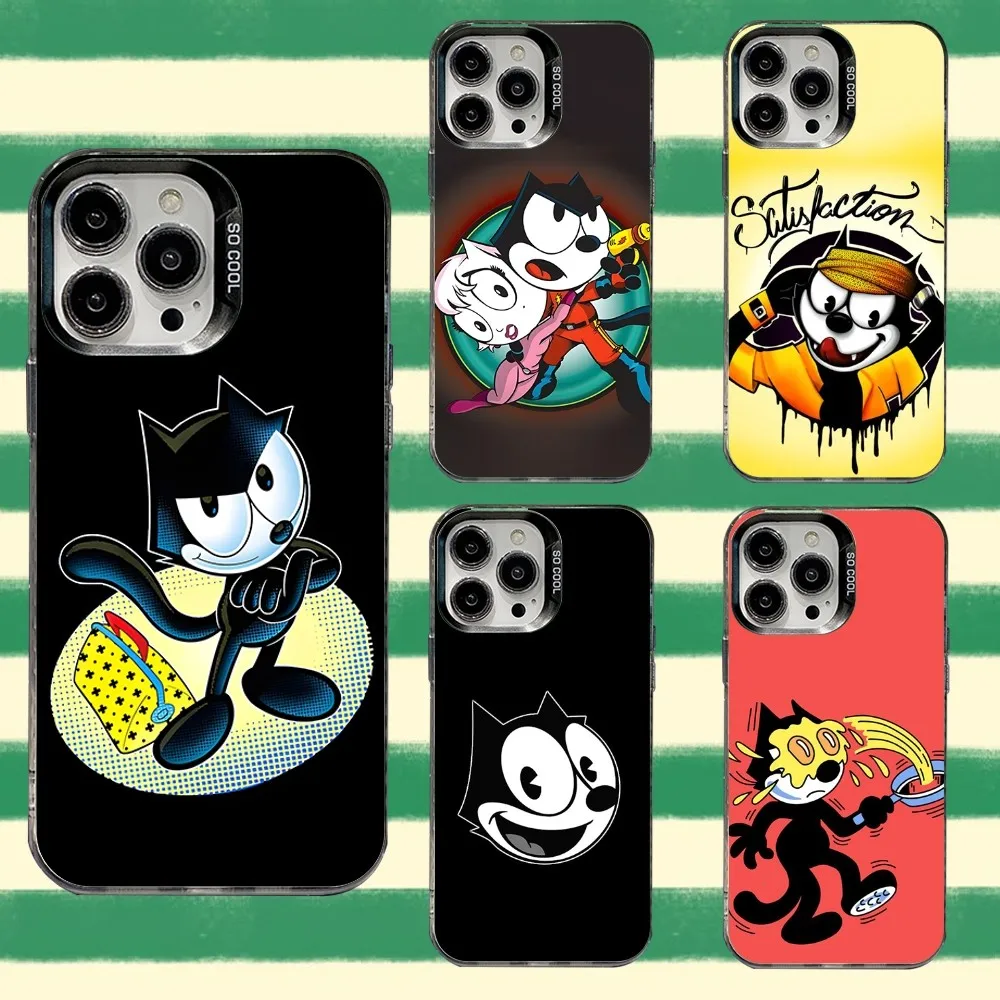 

Cute F-Felix-the-Cats cartoon Phone Case For iPhone 16,15,14,13,12,11,8,7,Pro,Max,Plus,Mini,XS,SE Anti Fall Black Matte Hard