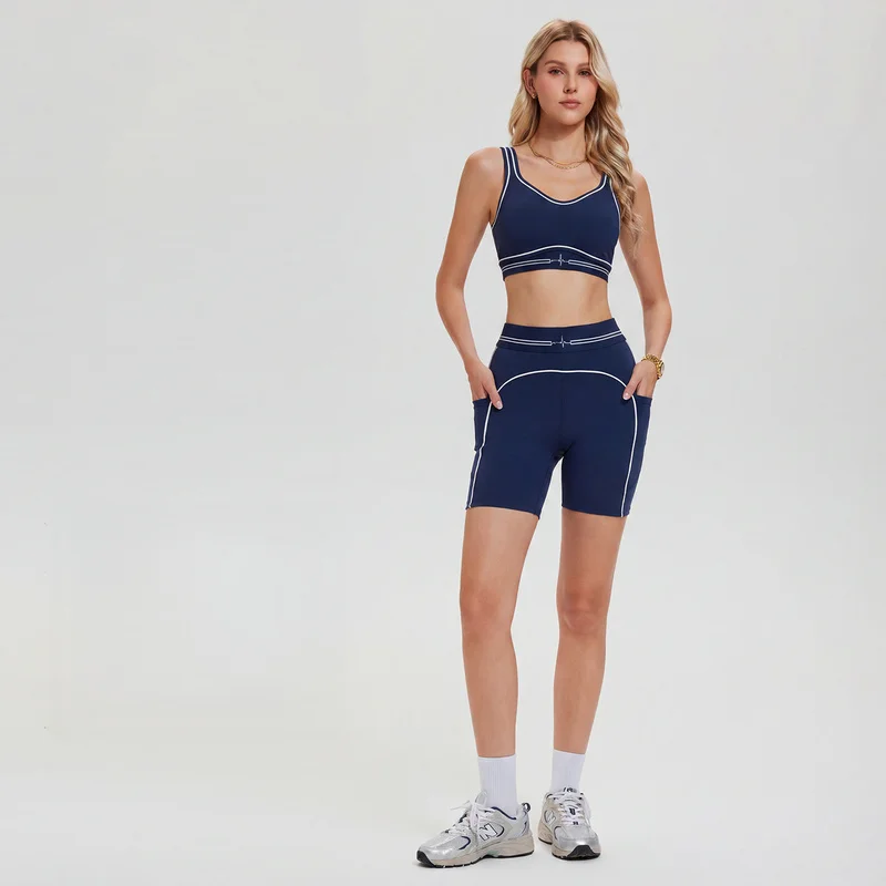 SharpStar Nude-feeling Shockproof Workout Gym Suit 2pcs High Waist Hip Lifting Yoga Pilate Set Breathable Running Activewear
