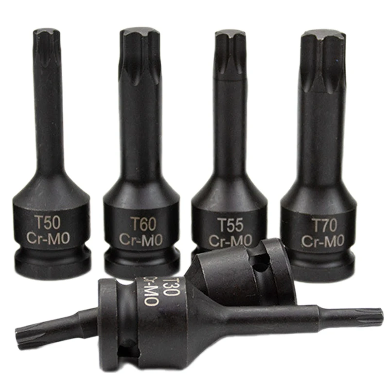 Torx Chave De Fenda Bits, Impact Drive soquete adaptador, chave pneumática, Hexagonal Soquete Batch, ferramentas manuais, T20-T80, 1