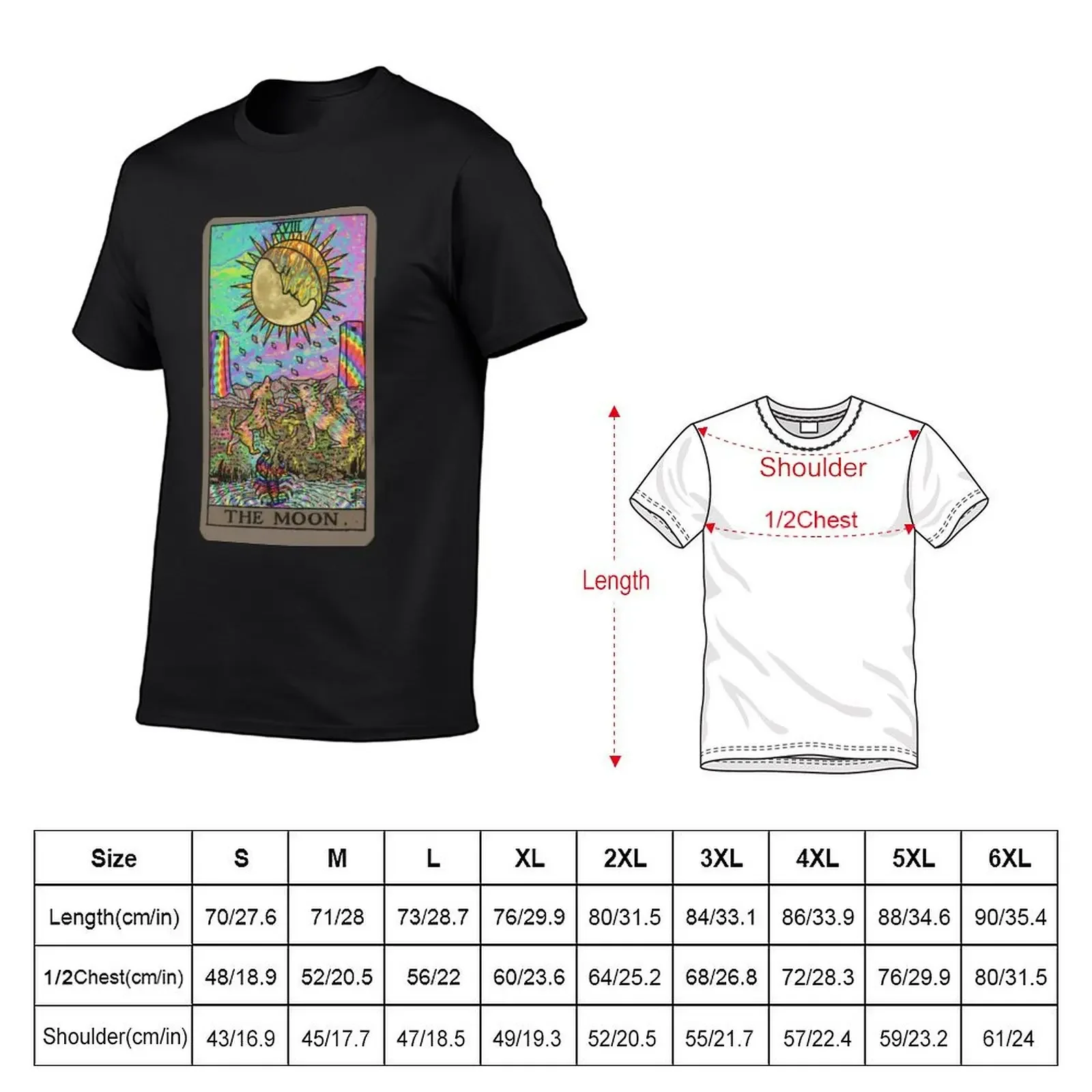 Psychadelic Tarot- The moon T-Shirt plus sizes vintage anime shirt fitted t shirts for men