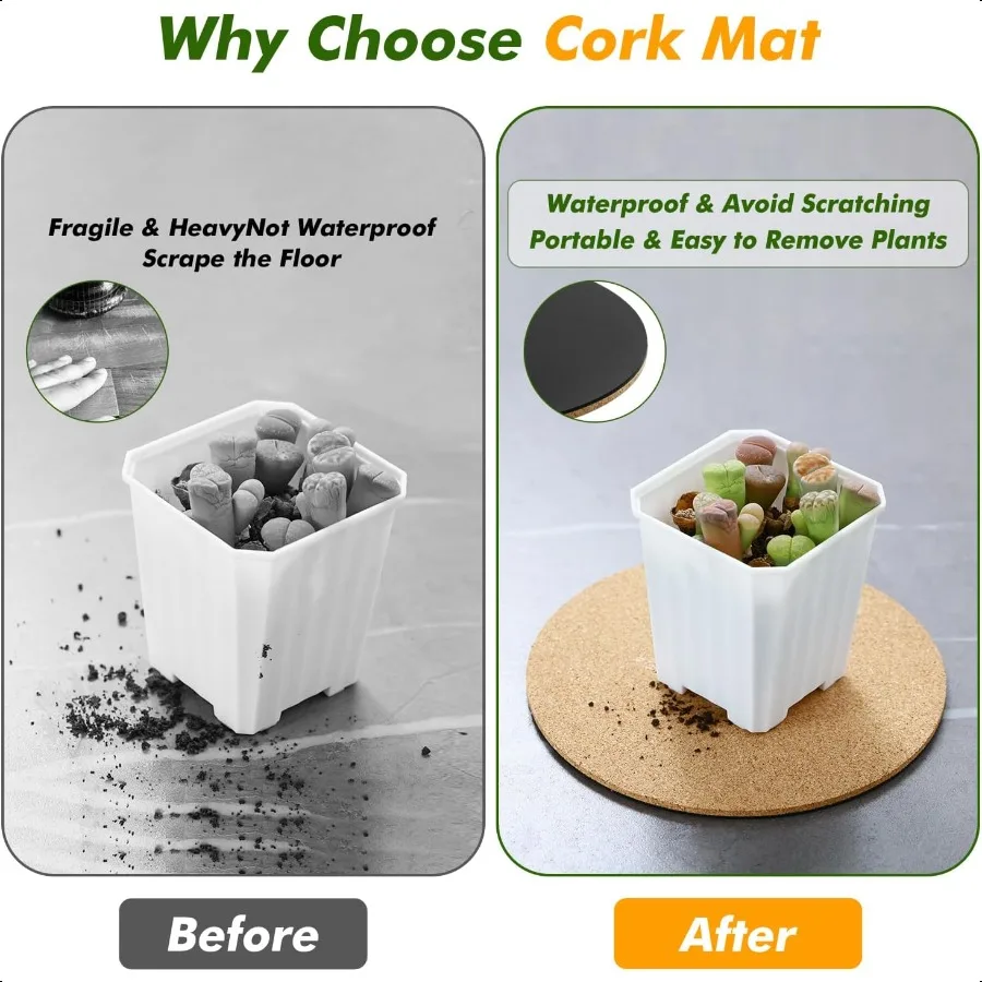 30 Pack Cork Plant Coasters 4 6 8 Inch Cork Plant Saucer for Indoors Bulk Corkwood Coasters Set Round Corkwood Placemats Plant