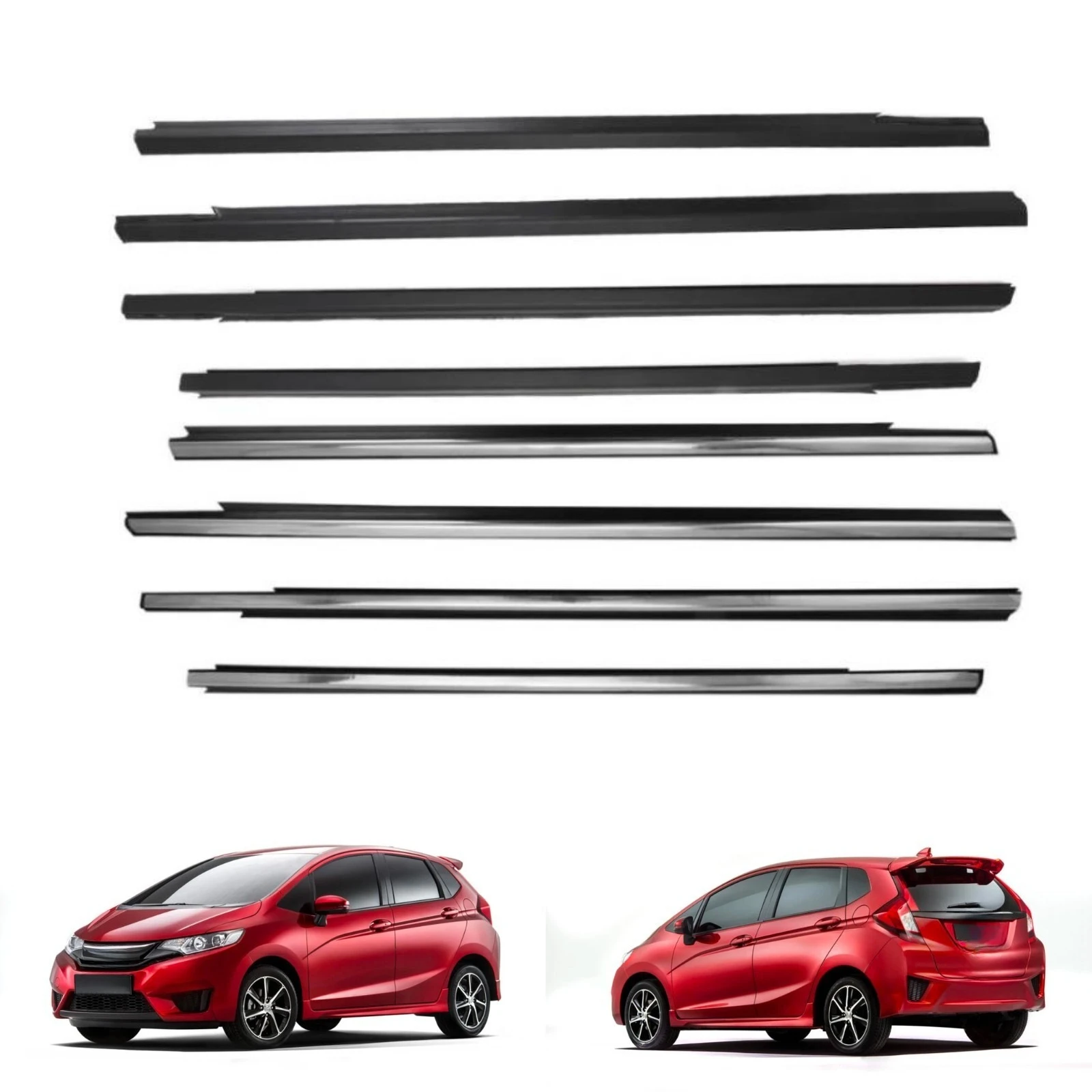 4 Pcs Kit WeatherStrip for Jazz GK GH GP 2015-2020 Outside Rain Top Cutter Window Molding Trim for Fit 91cm 80cm 72450-T5H-H01