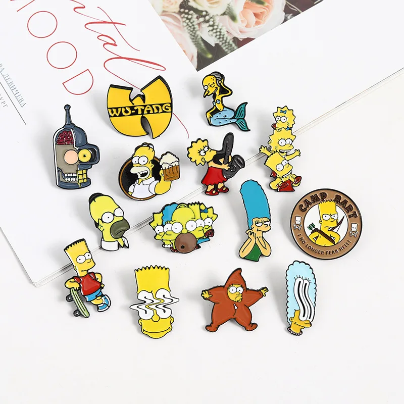 Klassischer Fernseher die Simpsons Emaille Pins Broschen Frauen Männer Revers Abzeichen niedlichen Rucksack Kragen Modeschmuck Geschenke für Kinder