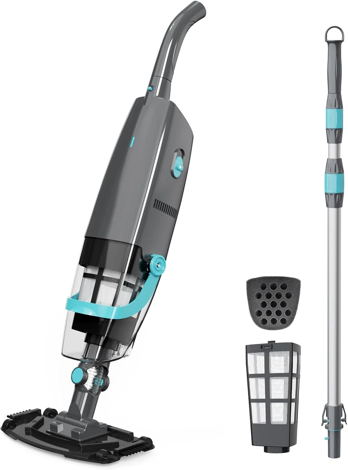 

Cordless Handheld Pool Vacuum, Rechargeable Pool Cleaner with 16 Gal/Min Suction, 60 Min Runtime, Dual-Phase Cleaning System