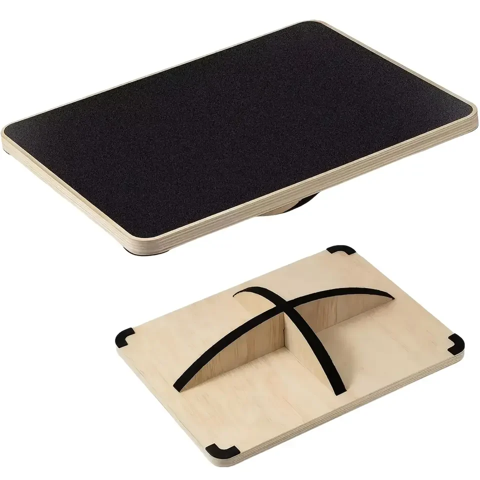 Solid wood rectangular yoga balance board training coordination fitness pedal adult wooden balance board fitness equipment