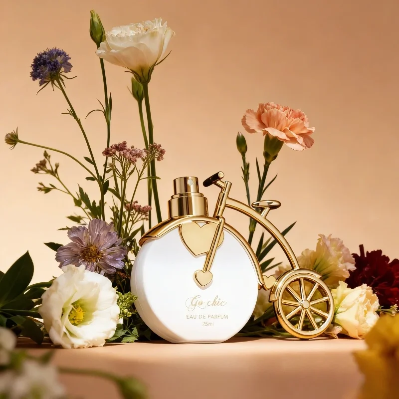 

25ml Bicycle Perfume for Women - Pink & Gold Oriental Floral Fragrance, Long Lasting Sweet Scent, Unique Bike Shape Bottle
