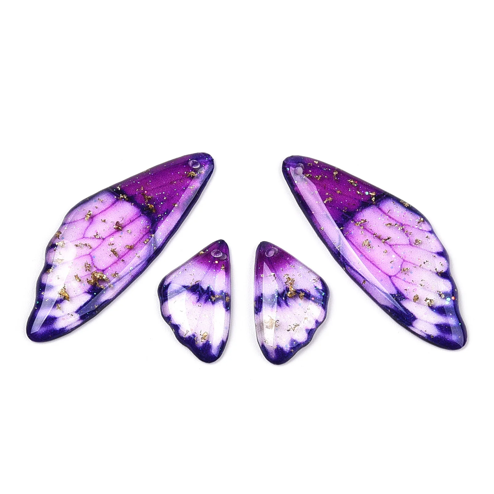 30Set Transparent Resin Wing Earrings Pendants Butterfly Wings Charms DIY Sequin Earrings Pendant for Women Jewelry Making