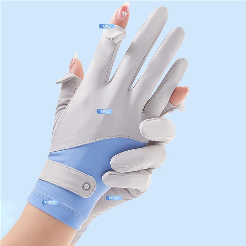 Ice Silk Gloves Summer Sunscreen Women Touch Screen Gloves Anti-UV Breathable Anti Slip Riding Portable Driving Gloves