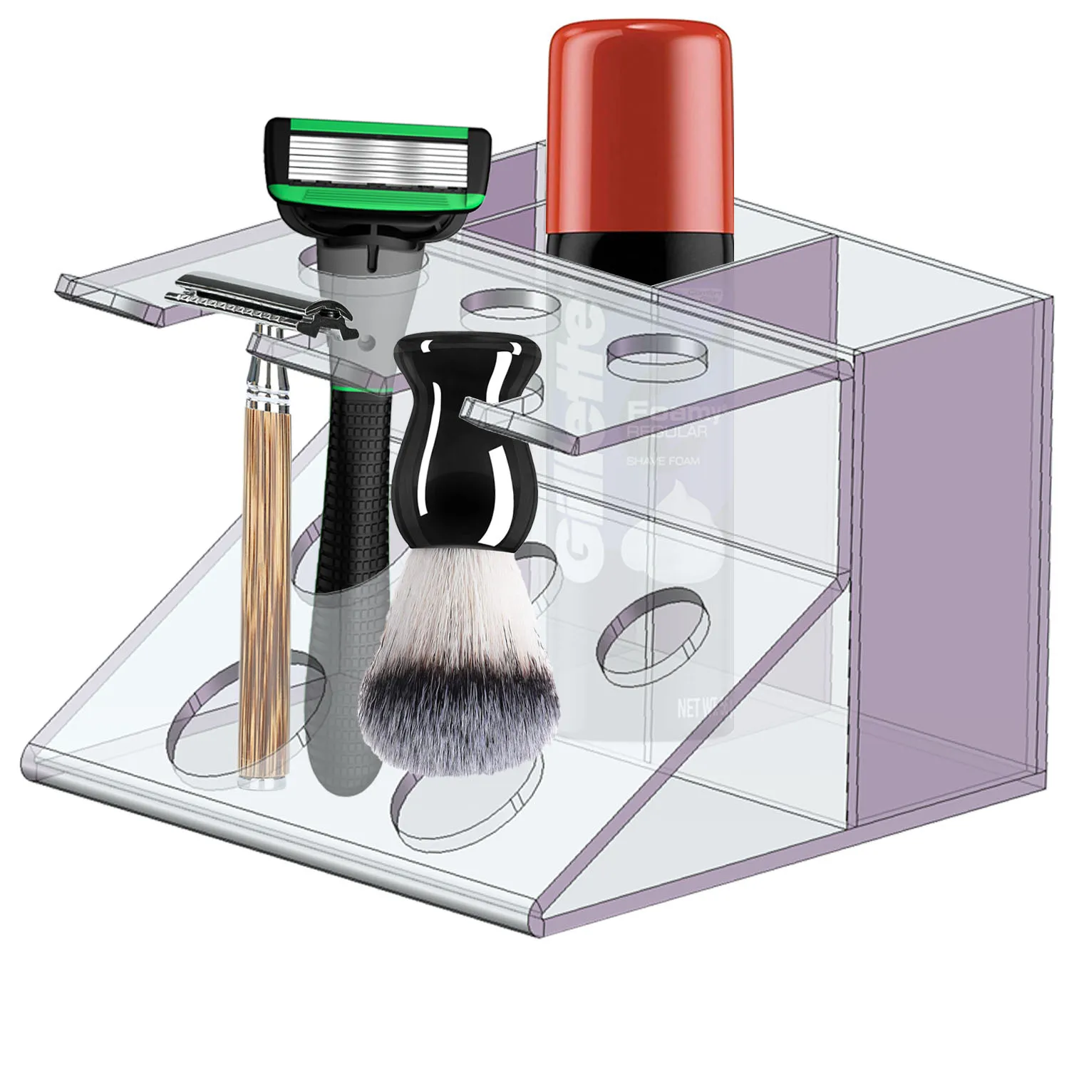 Shaving Brush Stand Safety Razor Stand with Brush Holder Razors Storage Shaving Holder Acrylic Cosmetic Storage Box