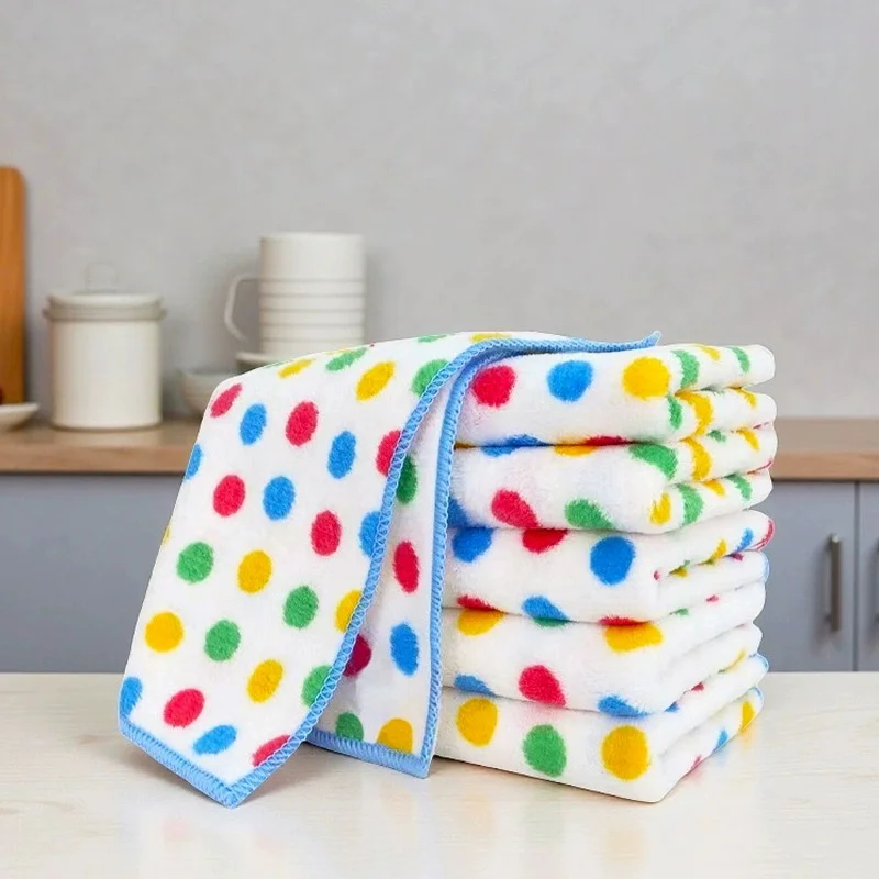 

Microfiber Cleaning Cloth Velvet Thickened Dishcloths High Absorbent Scouring Kitchen Washing Dish Rags Household Wipe Towels