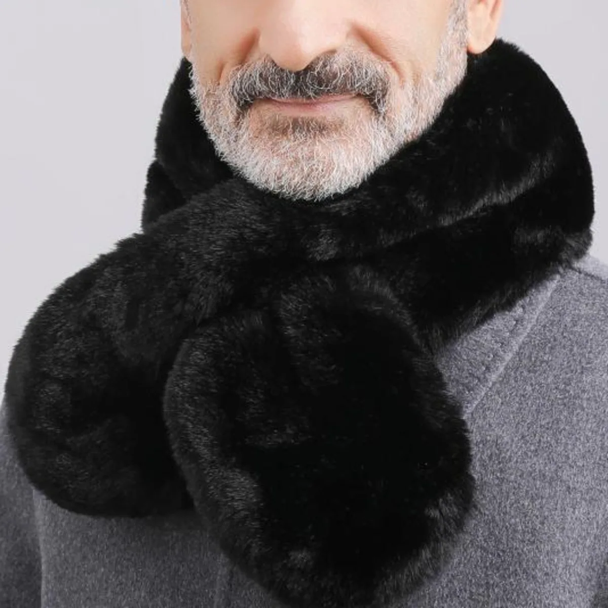 Men's Scarf Autumn Winter Thick Neck Warmth Cold Winter Fur Scarf Fur Neckwarmer for Men and Women Fur Ring Mufflers