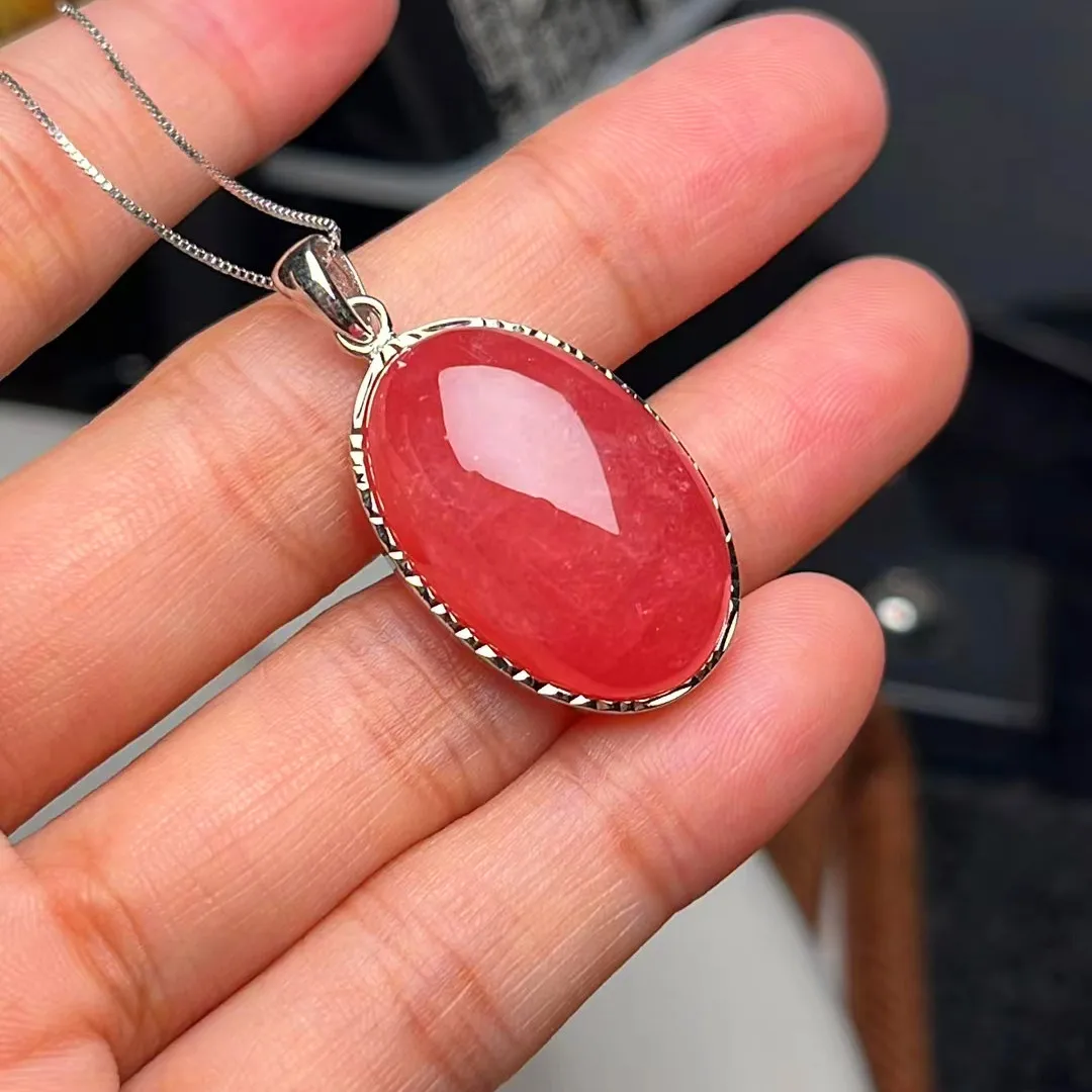 Natural Red Rhodochrosite Bead Pendant Necklace Oval Jewewlry 30mm From Argentina Love Best Gift Women Men AAAAA