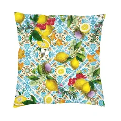 Sicilian Lemons And Romantic Tiles Pillow Case Home Decor Fashion Citrus Fruit Painting Cushion Cover Home Decoration Pillowcase